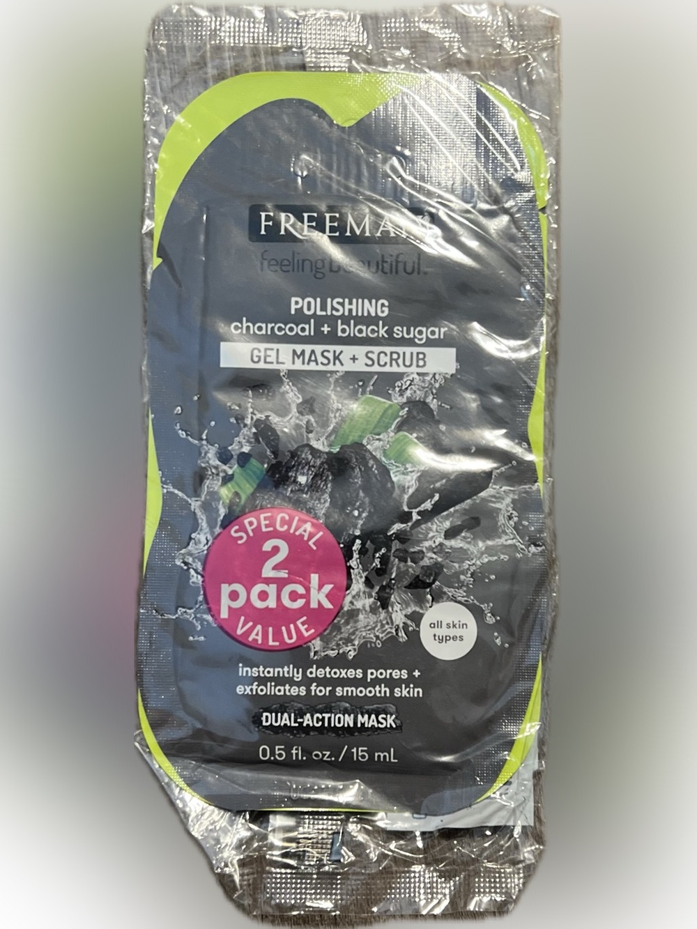 Freeman Charcoal + Black Sugar Gel Mask + Scrub Polishing All Skin Types 2 Pack